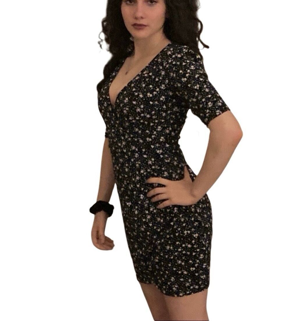 All in Favor • Black/Lavender Floral Mini Dress